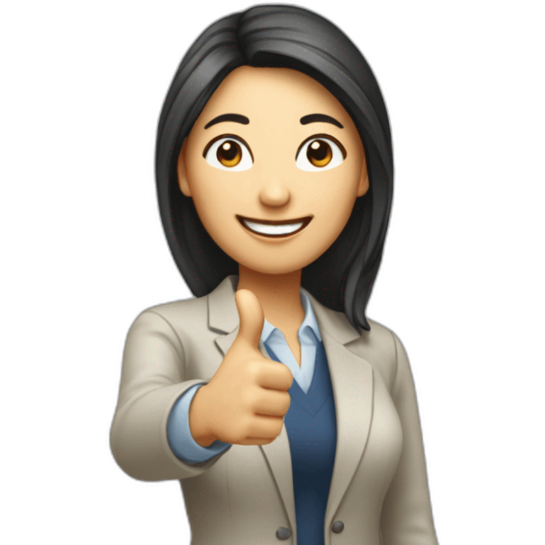 female asian CEO of an IT company thumbs up emoji