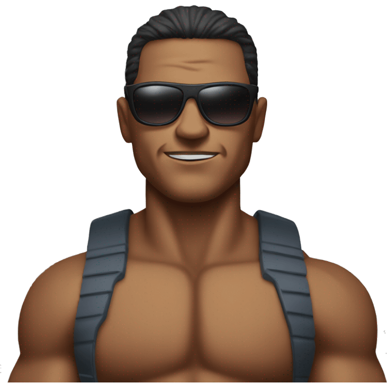 muscular man in sunglasses emoji