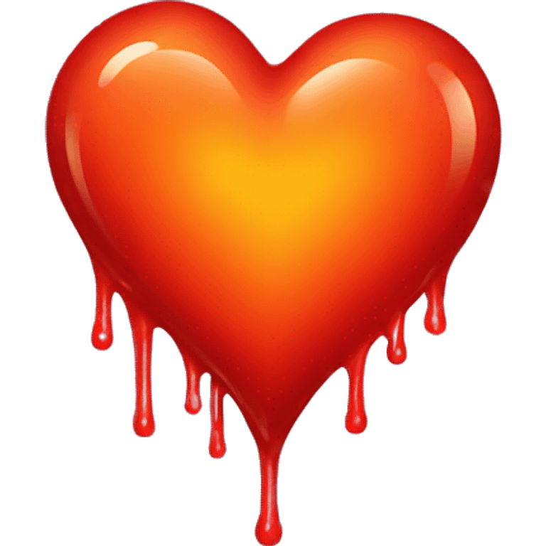 bleeding red heart shape glowing red-orange emoji