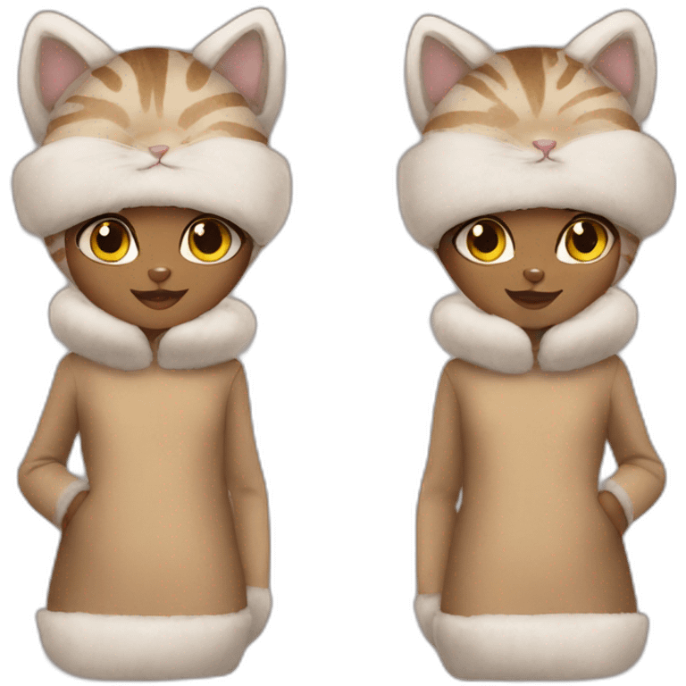 twins in cat costume emoji