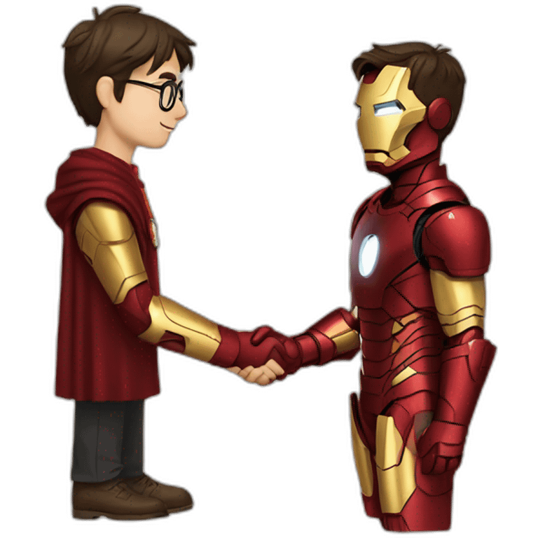 Harry Potter and Iron man shaking hands emoji