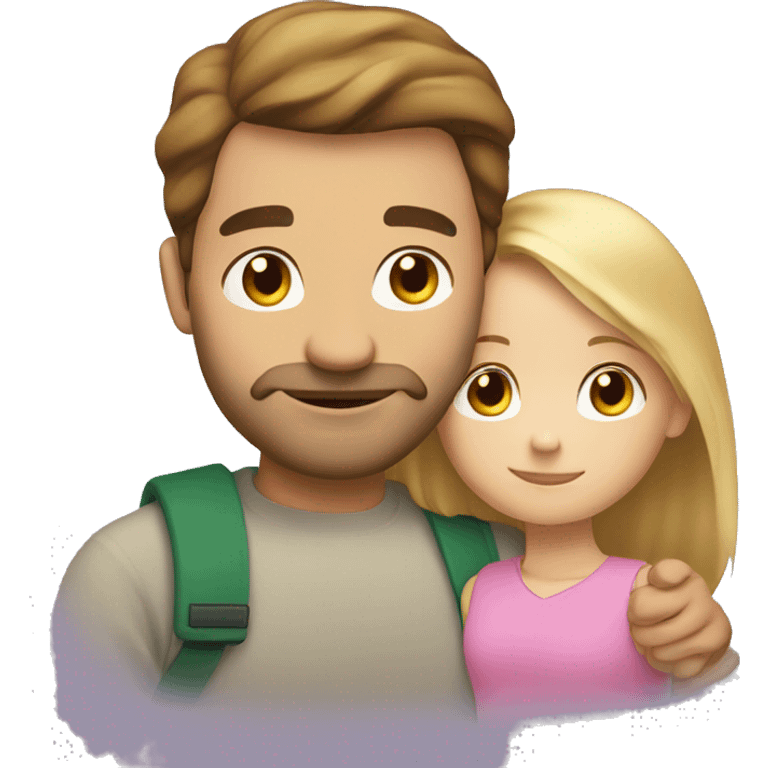 A brown haired father hugging his blonde daughter emoji