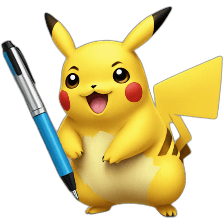 pikachu with a pen emoji