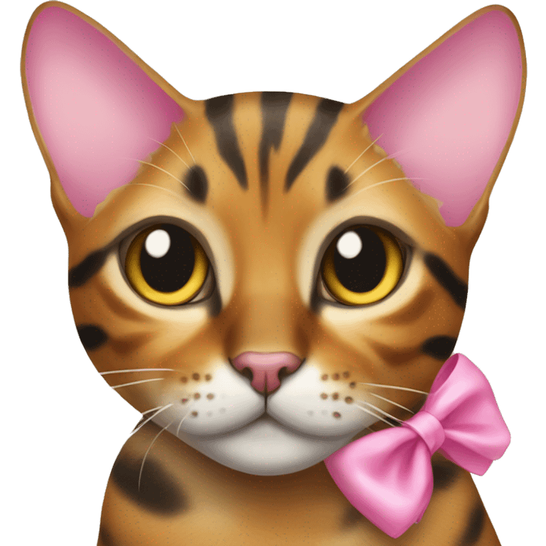 bengal cat with pink bow on her head emoji