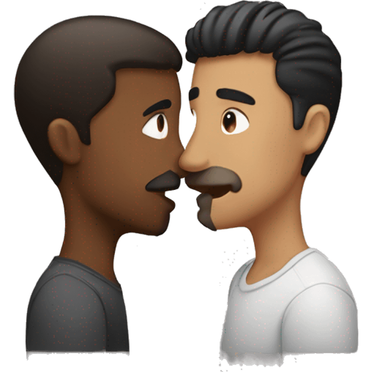 Two guys kissing. One younger and one a little older. The younger one is more brownish with black hair te other one is more white with dark brown hair emoji