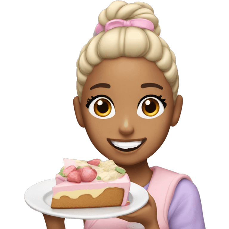 ariana grande comiendo un pastel emoji