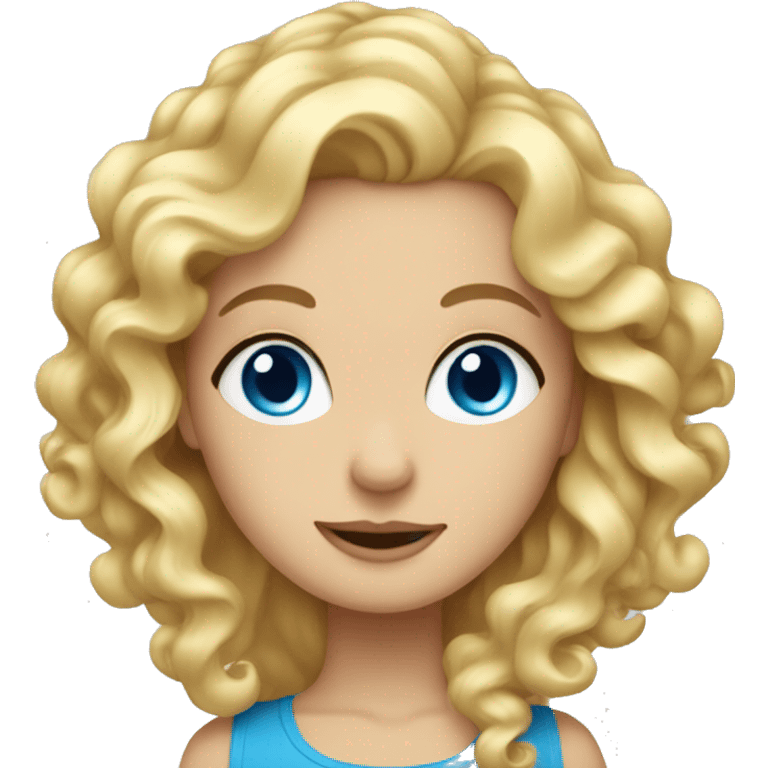 Blonde girl with blue eyes and curled hair  emoji