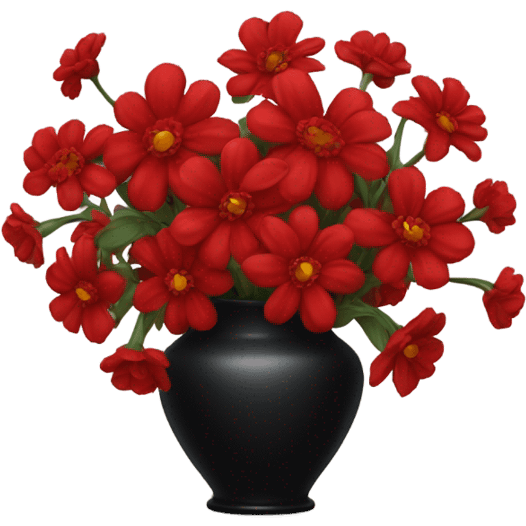 Black vase with red flowers emoji