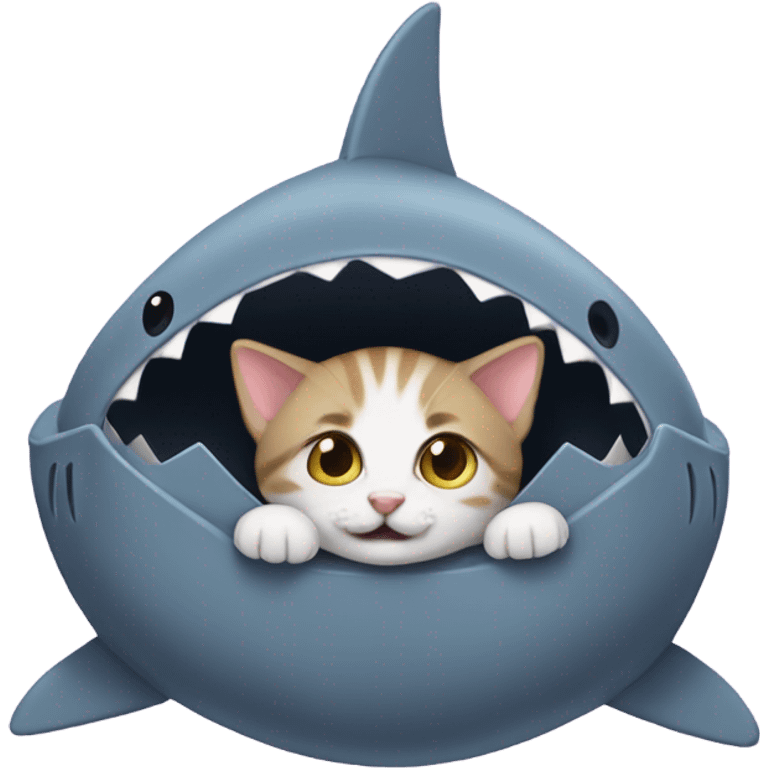 Kitten in a shark bed emoji