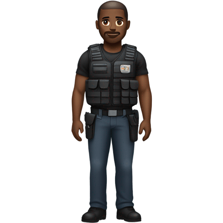 black man standing full body with stab vest  emoji