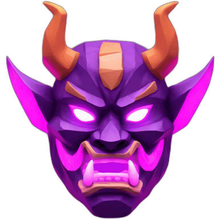 ONI MASK purple color eyes glowing neon japanese low poly 3d emoji