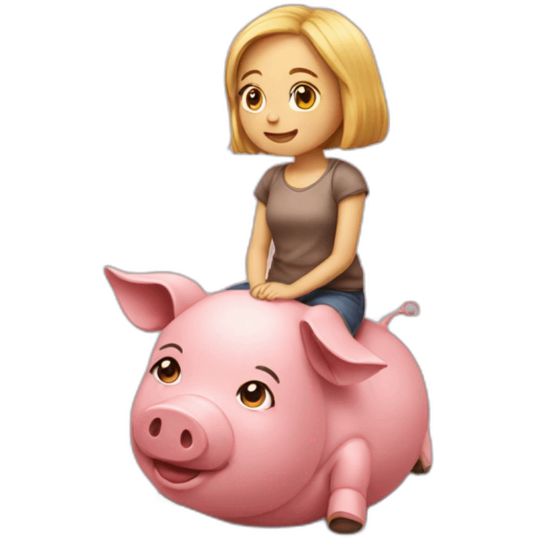 girl sitting on the pig head emoji