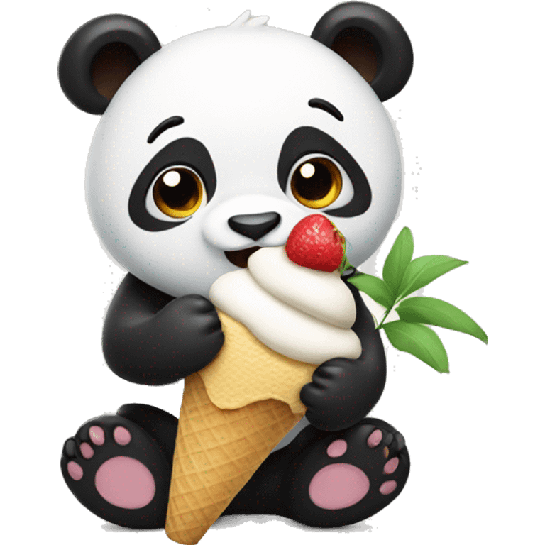 Panda eating ice cream emoji