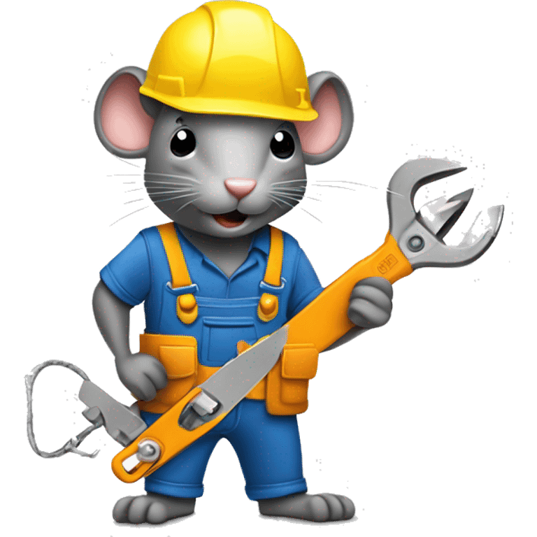 Rat Construction worker with a hard hat and wire cutters and holding "zip ties" emoji