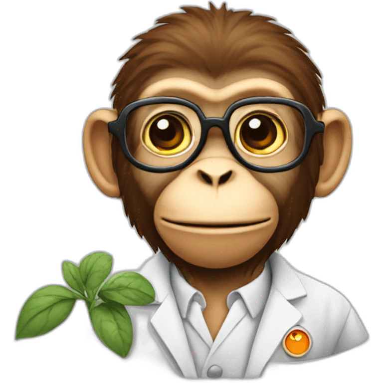 a monkey on a scientist shoulder emoji