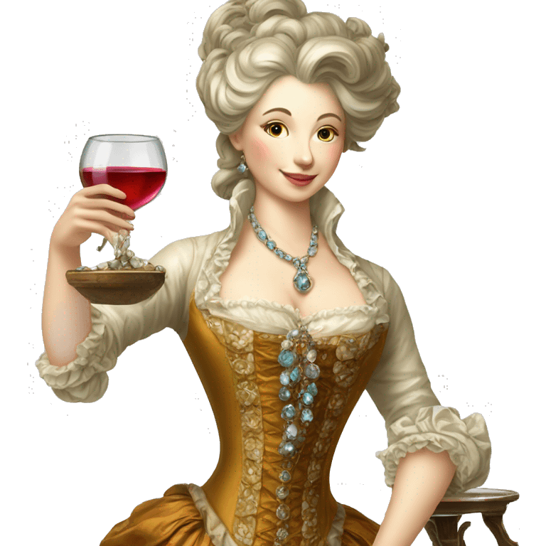 Rococo woman pouring wine into bejeweled glass  emoji