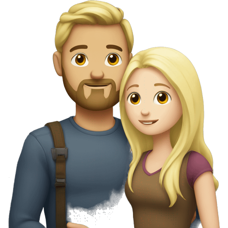 A guy with a beard cuddles a white blond girl emoji