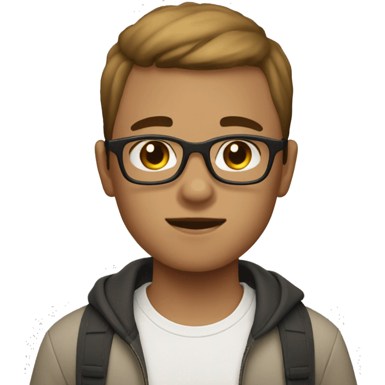 Boy with light skin and brown short hair and glasses emoji