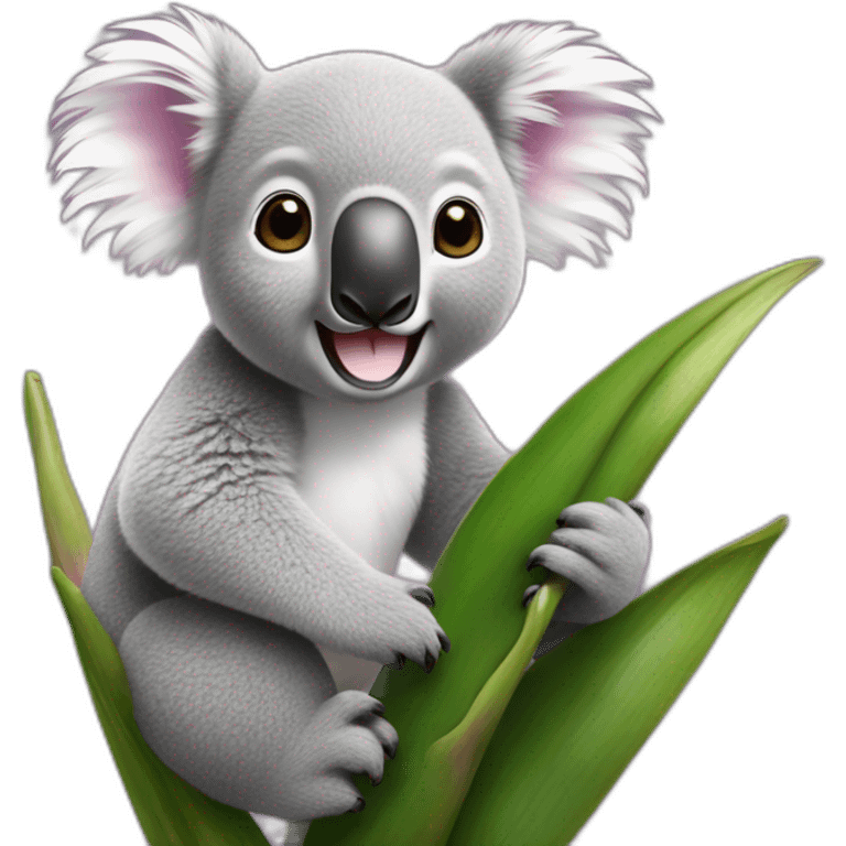 Koala sur une orchidée emoji