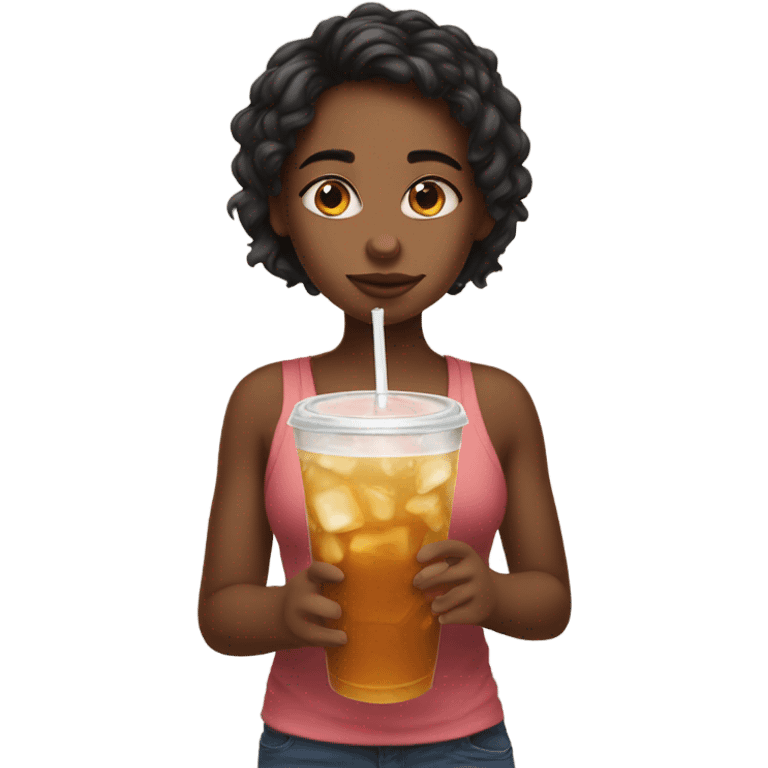 Short girl drinking icedtea emoji