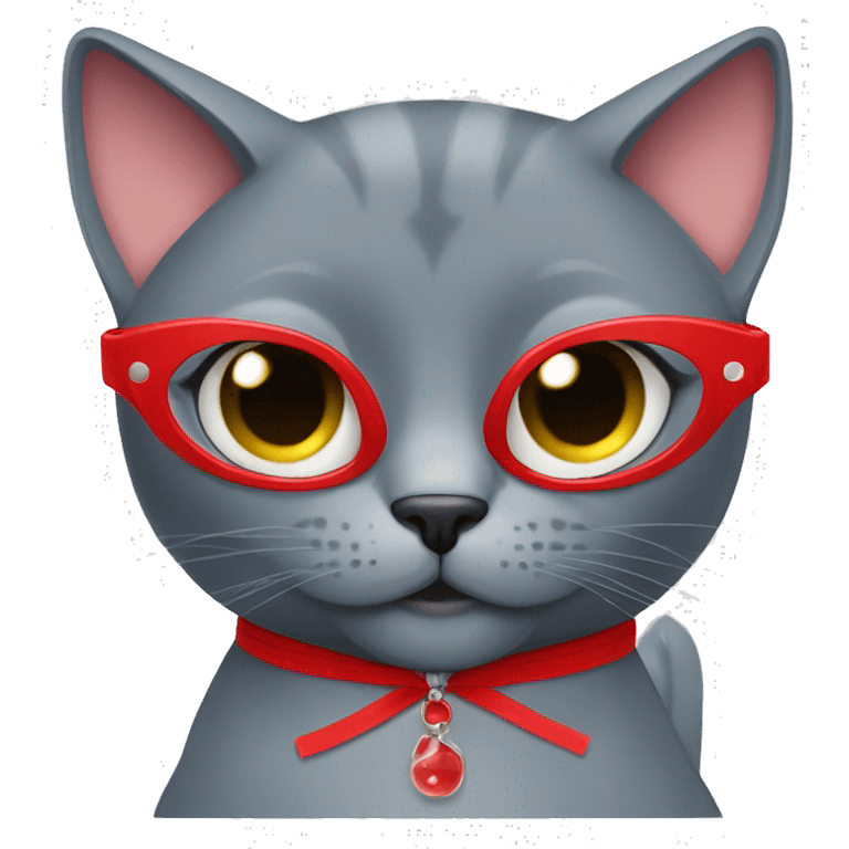 Russian blue cat wearing a red bikini drinking a martini emoji