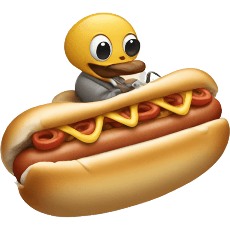 Clam riding a hotdog emoji