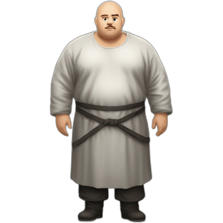 big fat man slavic stands big belly in prisoner robe emoji