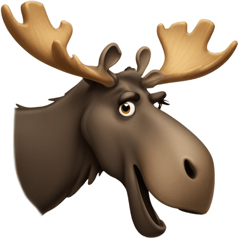 A moose covering his nose from a bad smell emoji