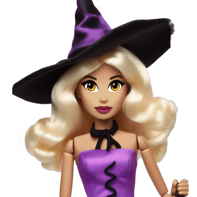 photogenic silkstone Barbie witches enchanted TV series floating gently on broomsticks emoji