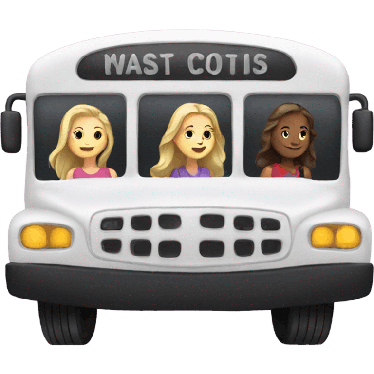 Three white girls on a bus emoji