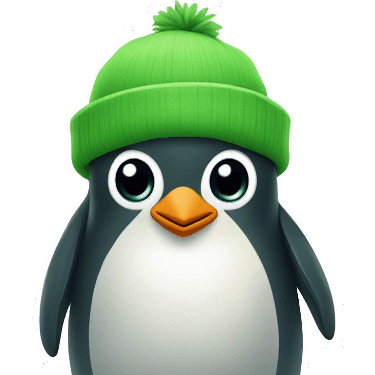 green friendly penguin emoji