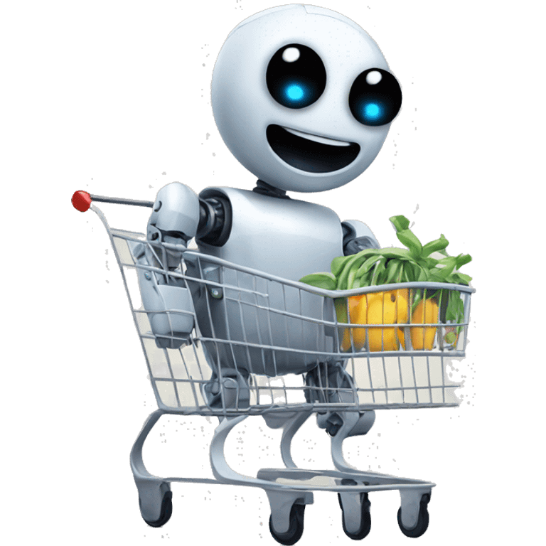 robot having fun inside a shopping cart emoji