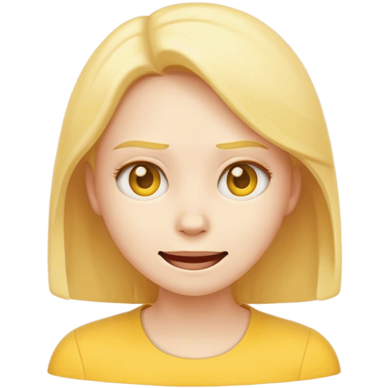 Yellow female emoji that is struggling to smile emoji