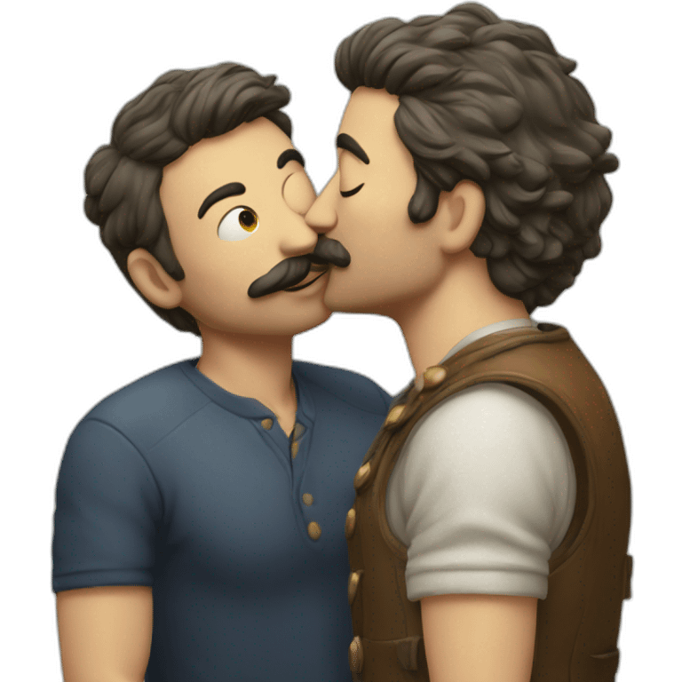  man kissing a  fair guy with moustache emoji