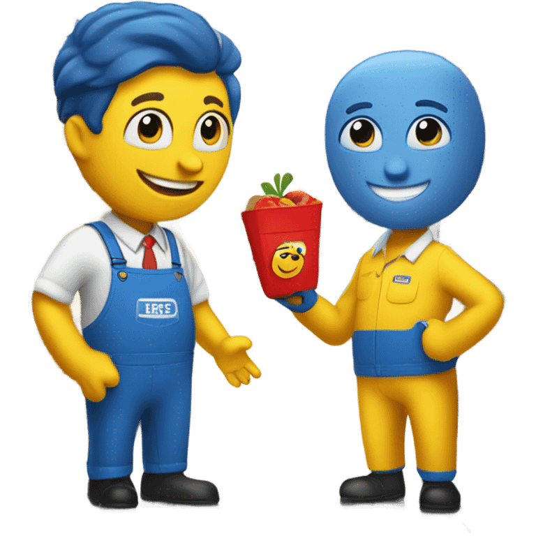 H-E-B buddy and a Walmart uniform buying something from target emoji