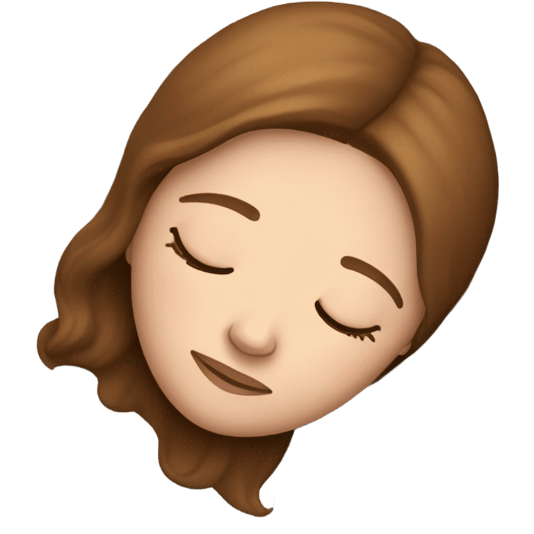 White girl with frekles Brown straight hair sleeping peacfully on a pillow  emoji