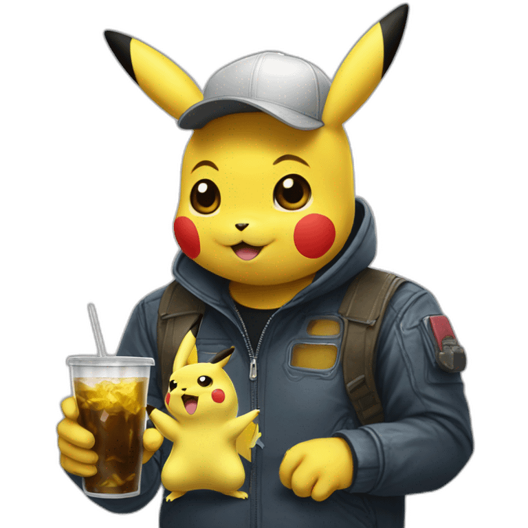 Pikachu drinks wich elon musk emoji