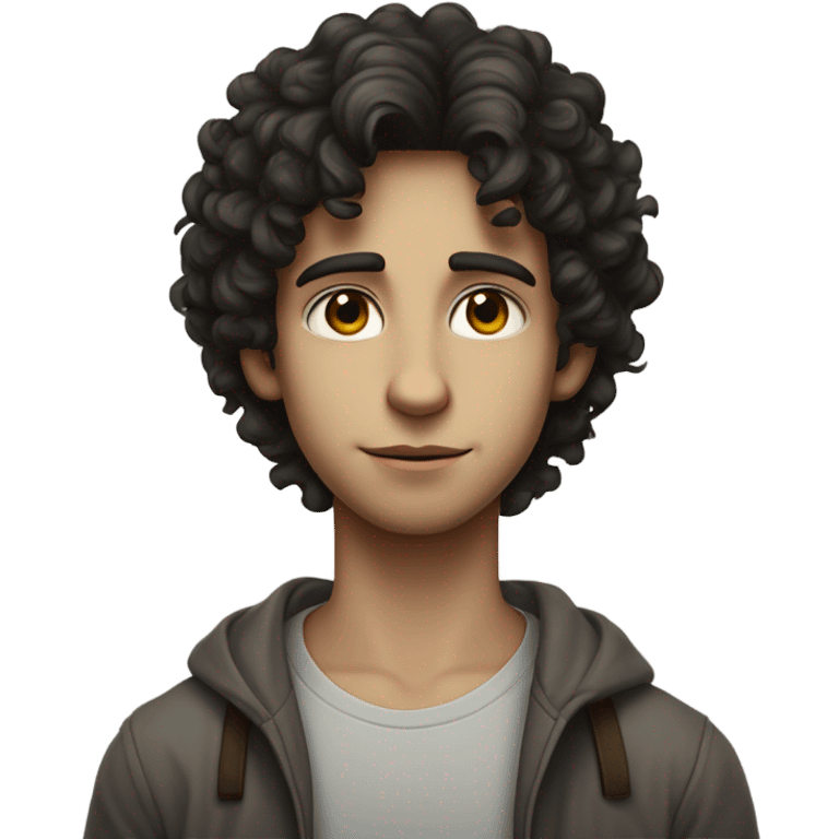 "A young man with dark curly hair, pale skin, and a thin build. He has a humble, thoughtful expression and wears simple, slightly worn clothing. A subtle Star of David appears nearby." emoji