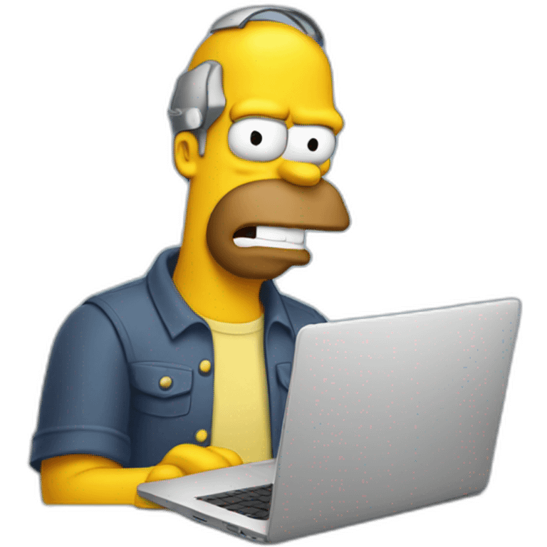 Homer troubleshooting bugs on laptop emoji