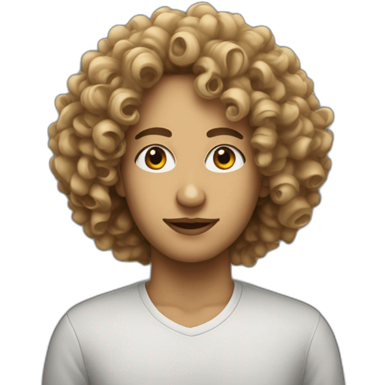 Musical artist with curly hair ana white face  emoji