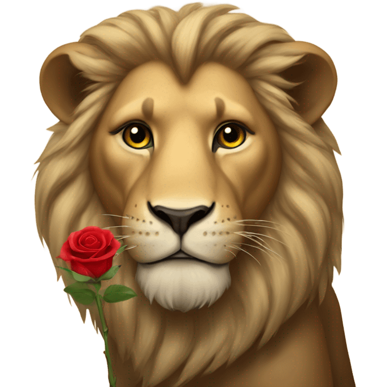 Lion holding a rose emoji