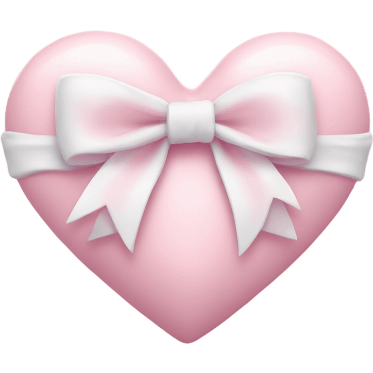 Pastel pink heart with white bow emoji