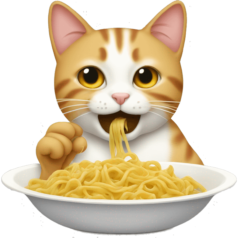 Cat eating pasta emoji