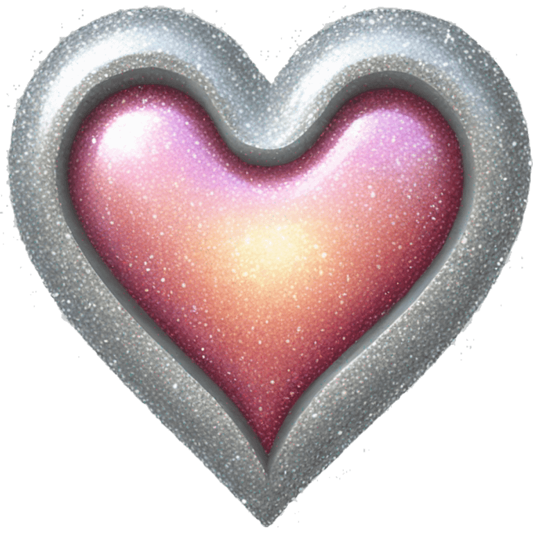 Chrome glittery heart emoji