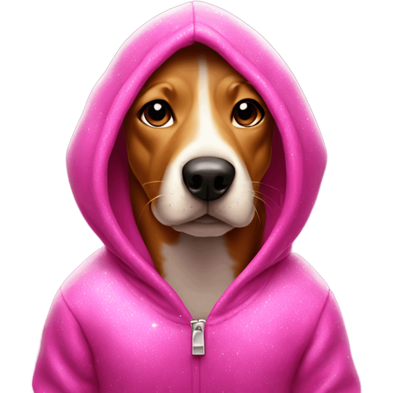 Hot pink Dog wearing hoodie with sparkles  emoji