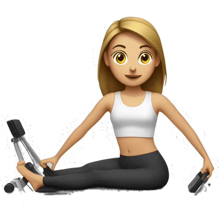 Girl doing Pilates on a reformer  emoji