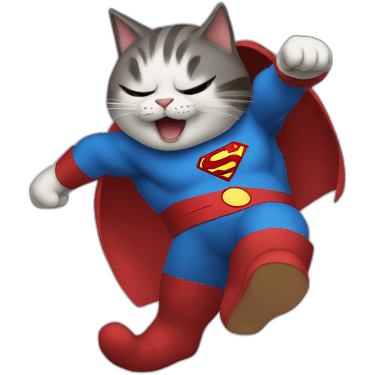 Cat in superman dress, beating Darkseid emoji