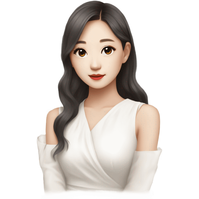 Jang Wonyoung asian kpop cute white girl wearing white dress emoji