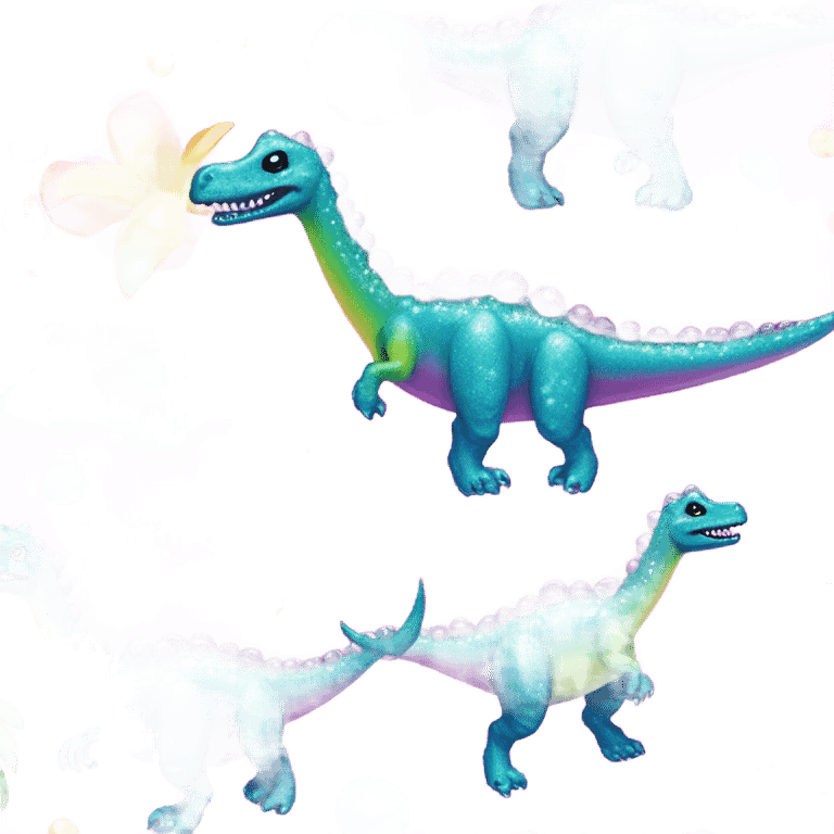 Lisa frank glitter pretty water dinosaur with pearls emoji