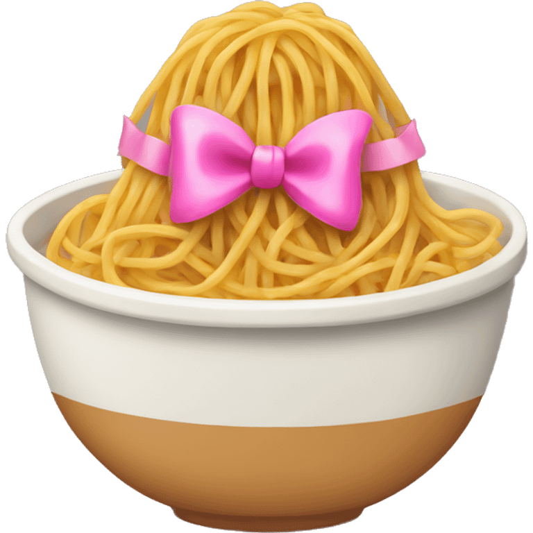 Spaghetti in a bowl with pink bow emoji